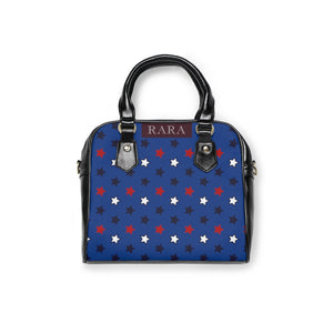 blue star print handbag
