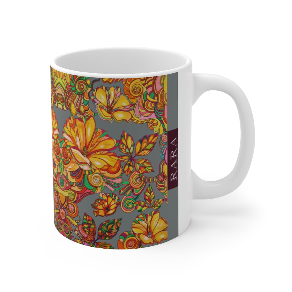 Artsy Florals Grey Mug 11oz