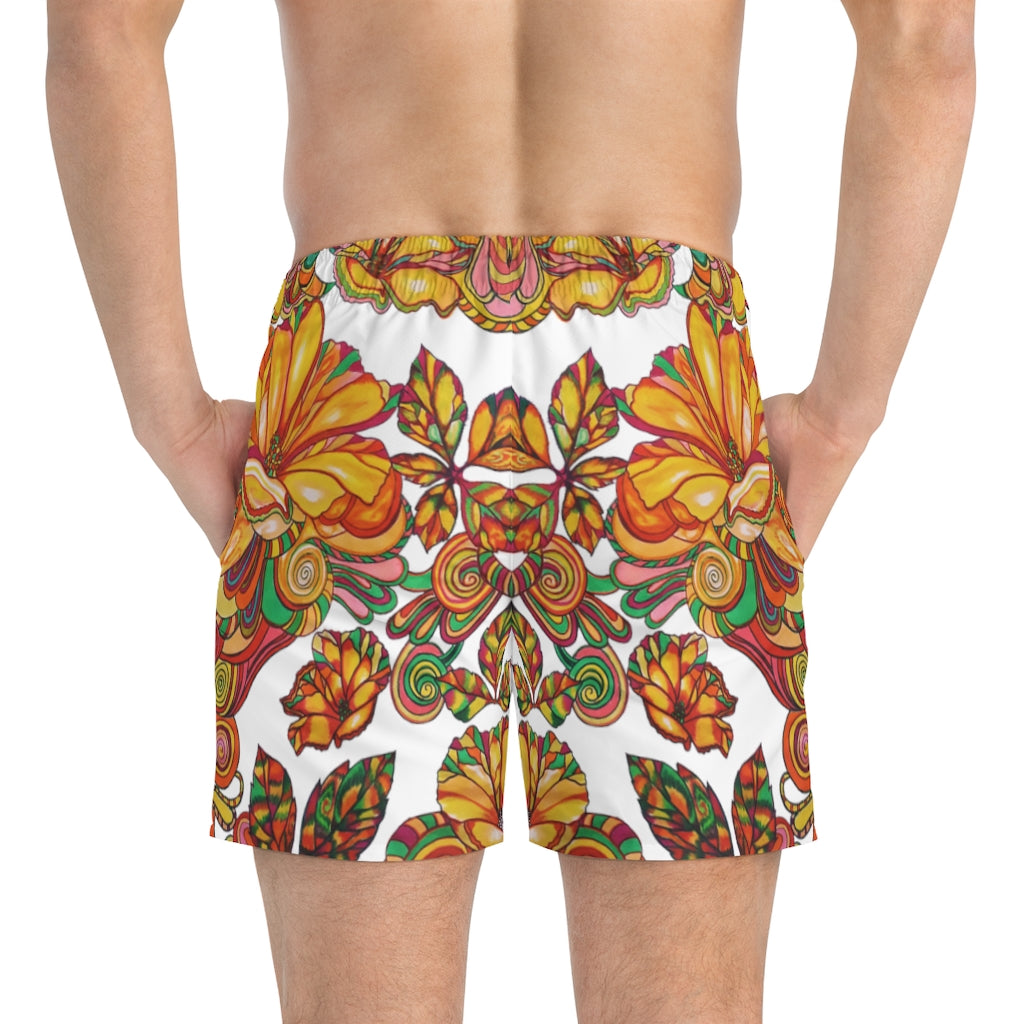 Artsy Floral Men's Swimming Trunks