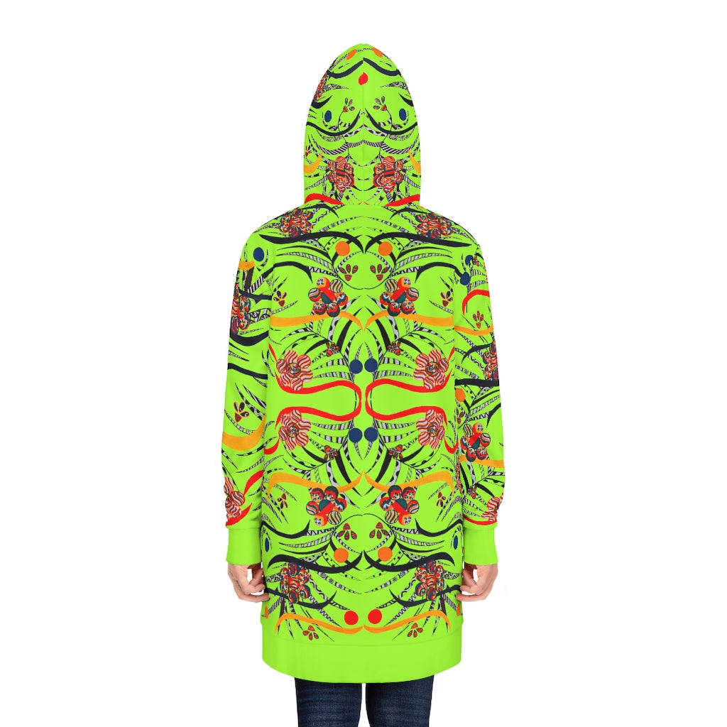 Lime Green Wilderness Hoodie Dress (AOP)