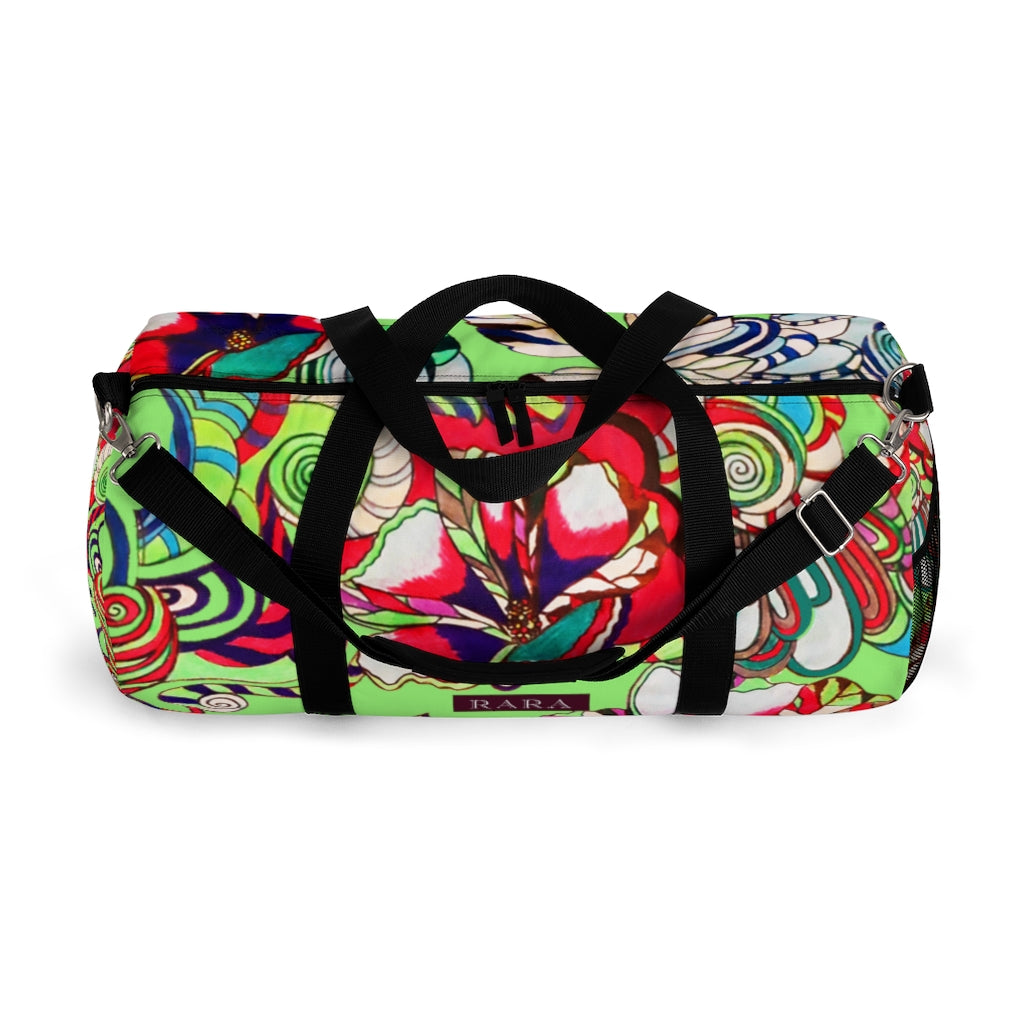 Artsy Floral Pop Green Duffel Bag