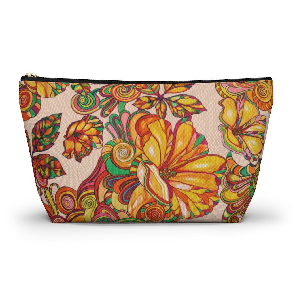 Nude Artsy Floral Accessory Pouch