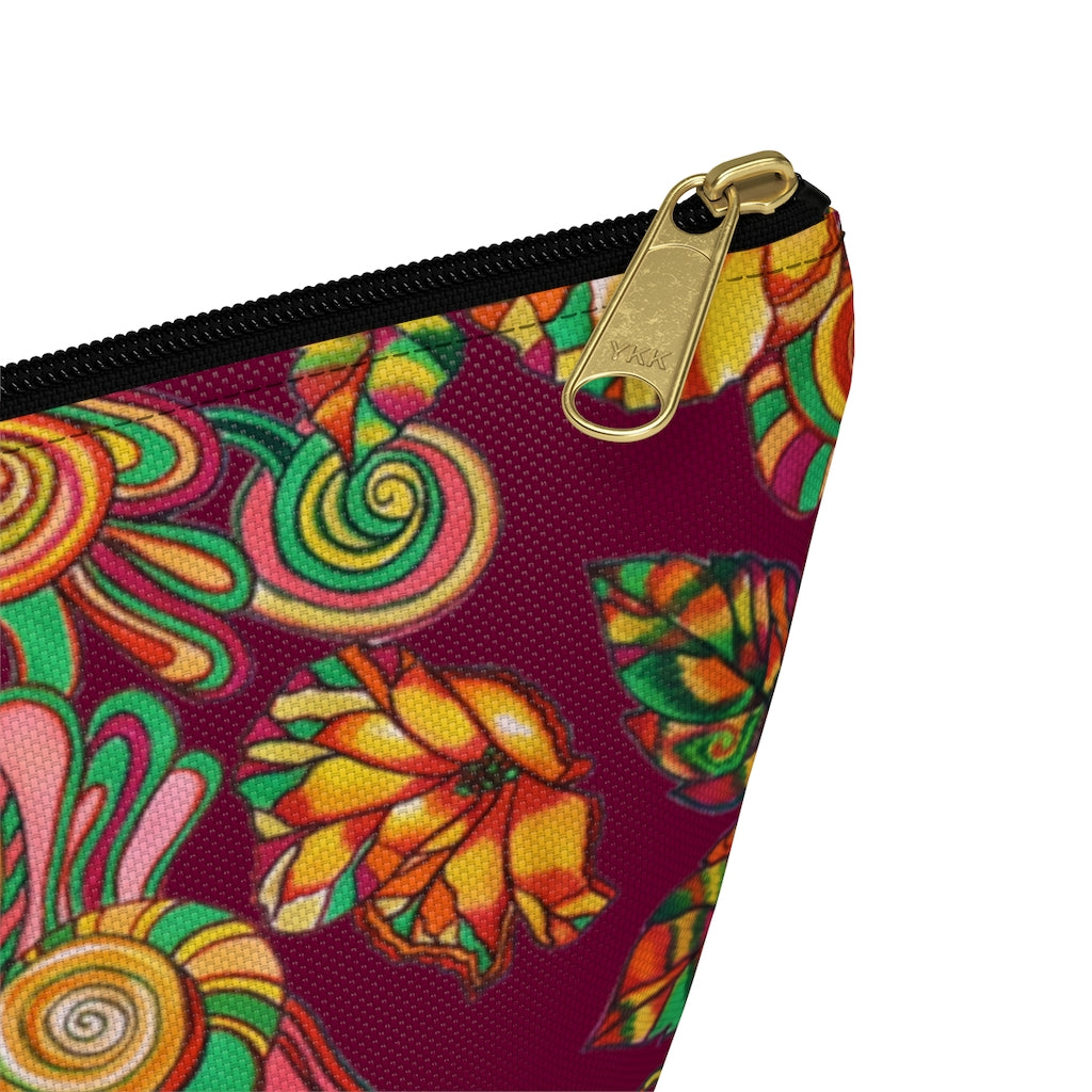 Marsala Artsy Floral Accessory Pouch