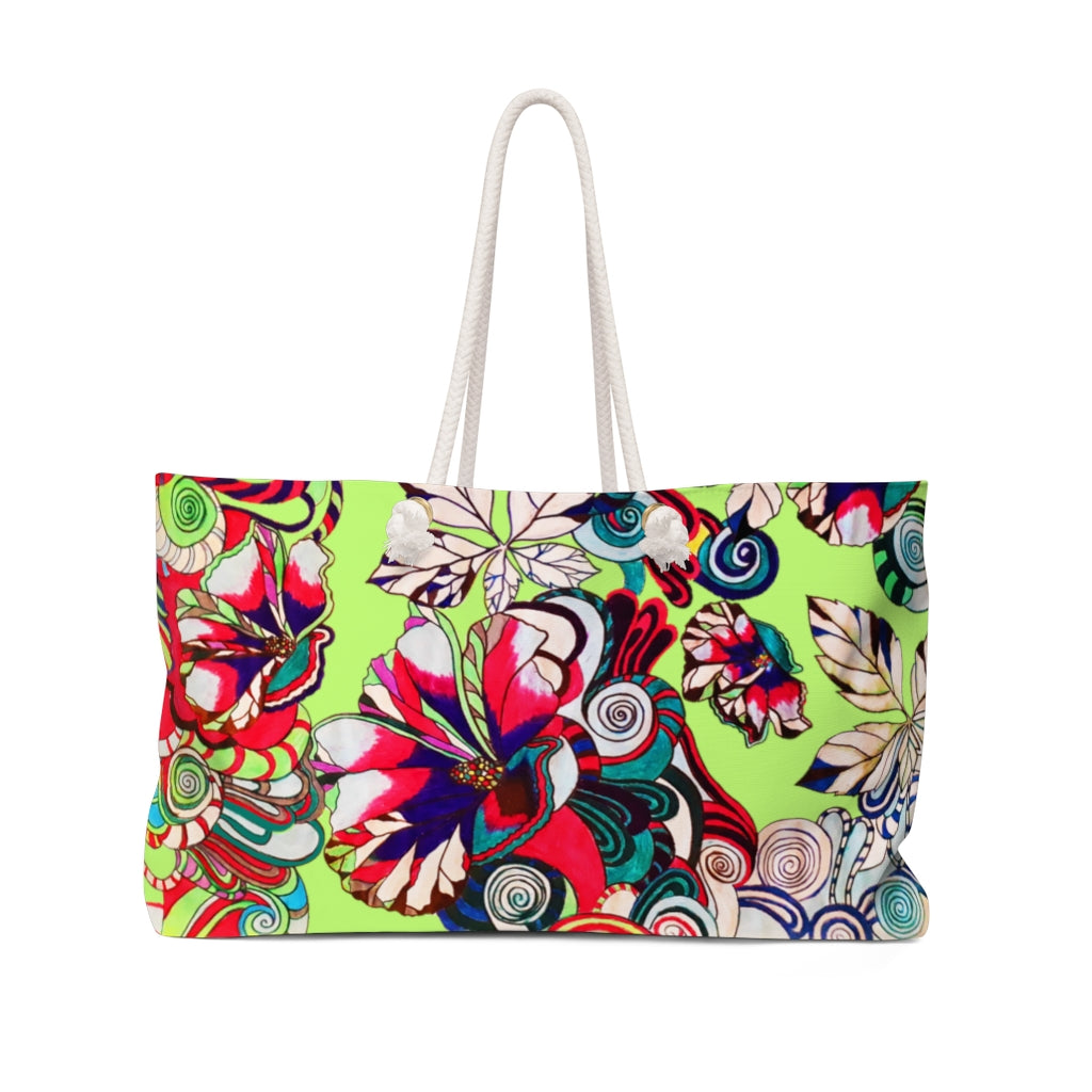 Artsy Floral Pop Lime Weekender Bag