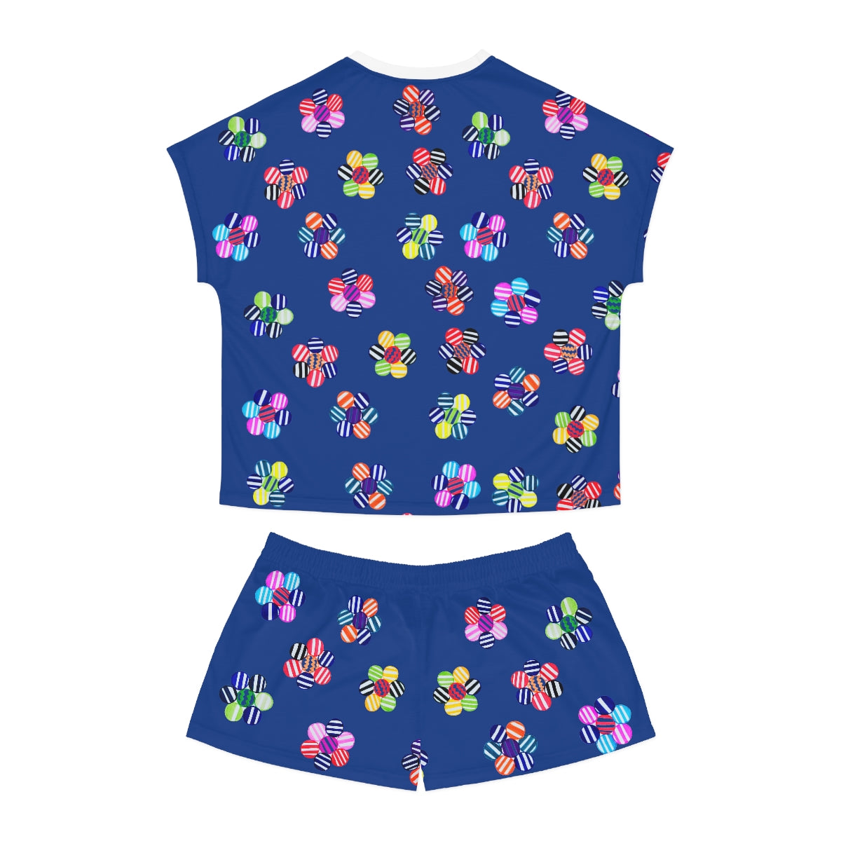 Royal Blue Candy Floral Short Pajama Set (AOP)