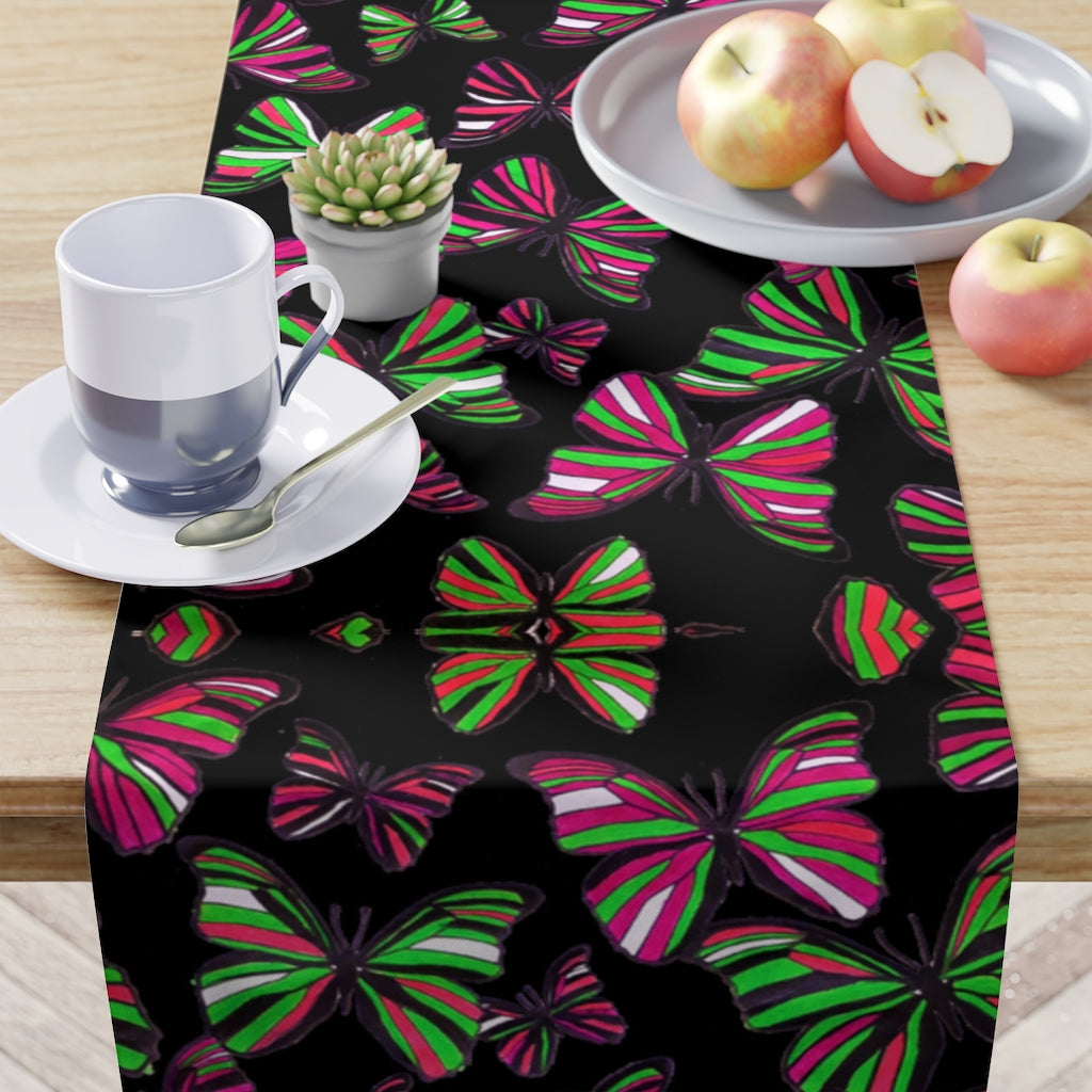 Butterflies Black Table Runner