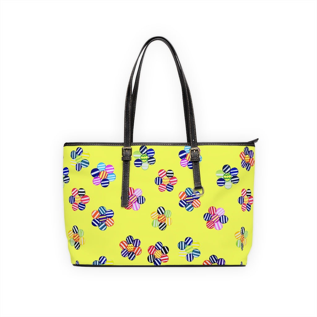 Canary Yellow Candy Florals PU Leather Shoulder Bag