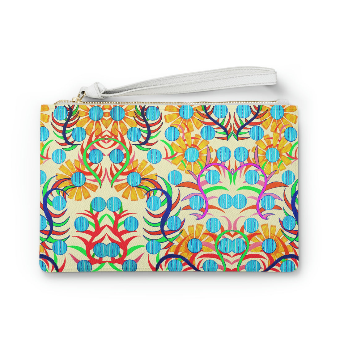 Cream Sunflower Print Clutch Bag