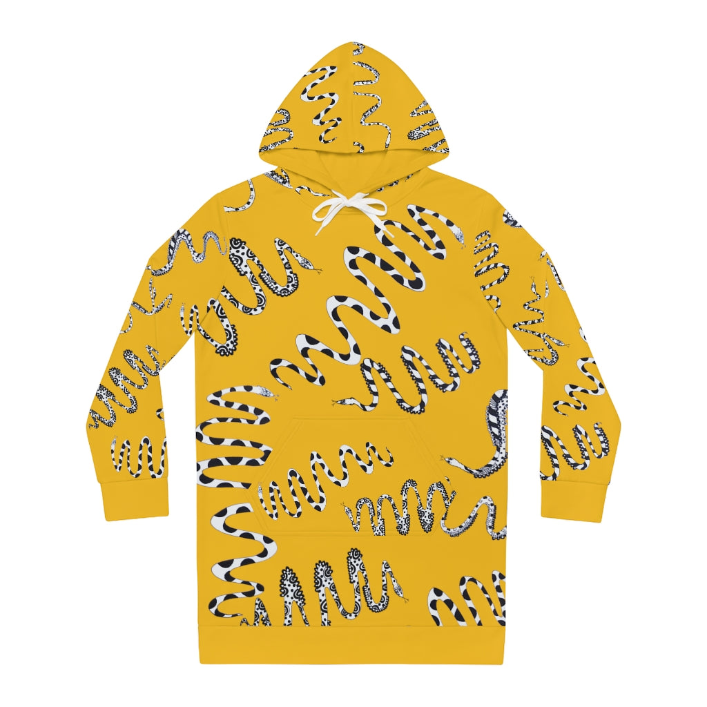 yellow snake print hoodie dress 