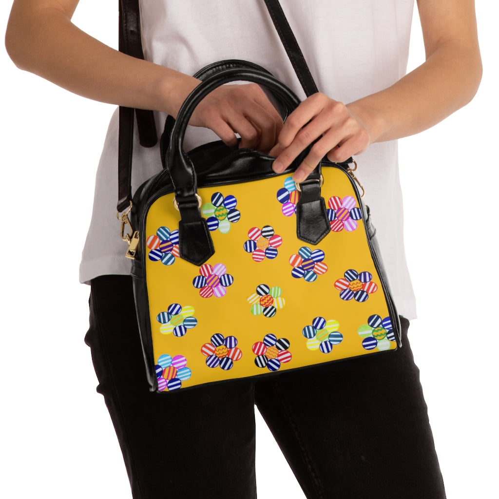 yellow multi colour candy florals handbag