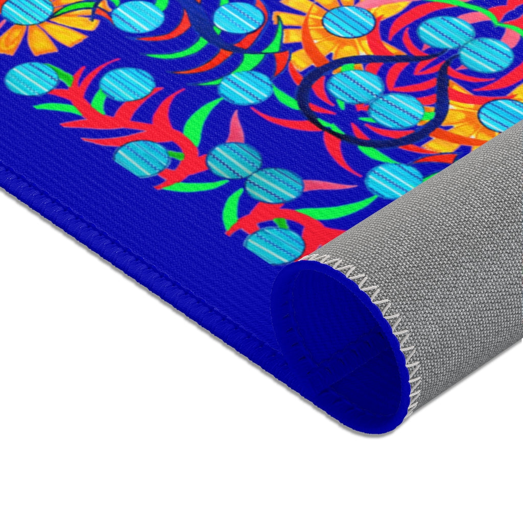 Sun Flower Royal Blue Area Rug