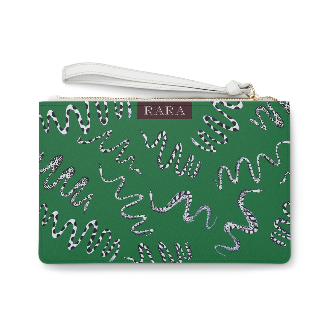 Green Snake Print Clutch Bag