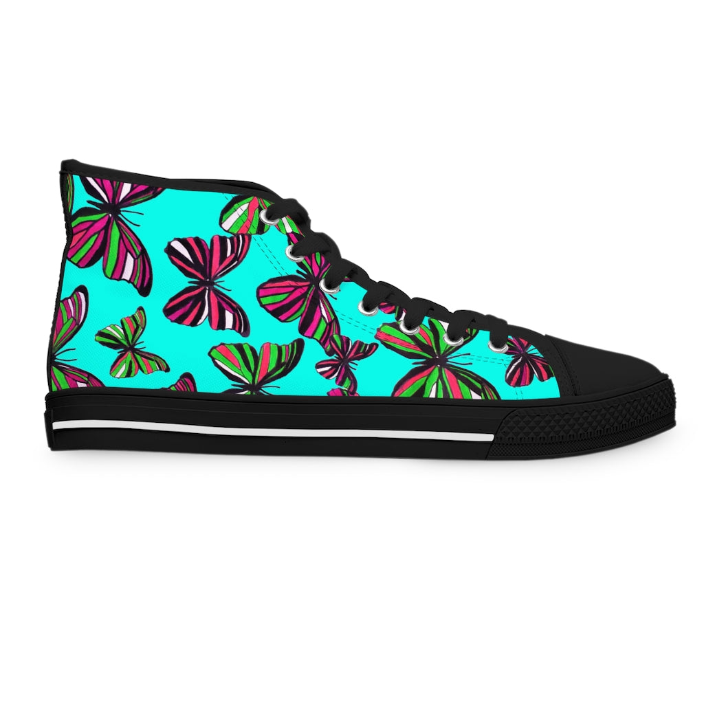 Cyan Butterflies Women's High Top Sneakers