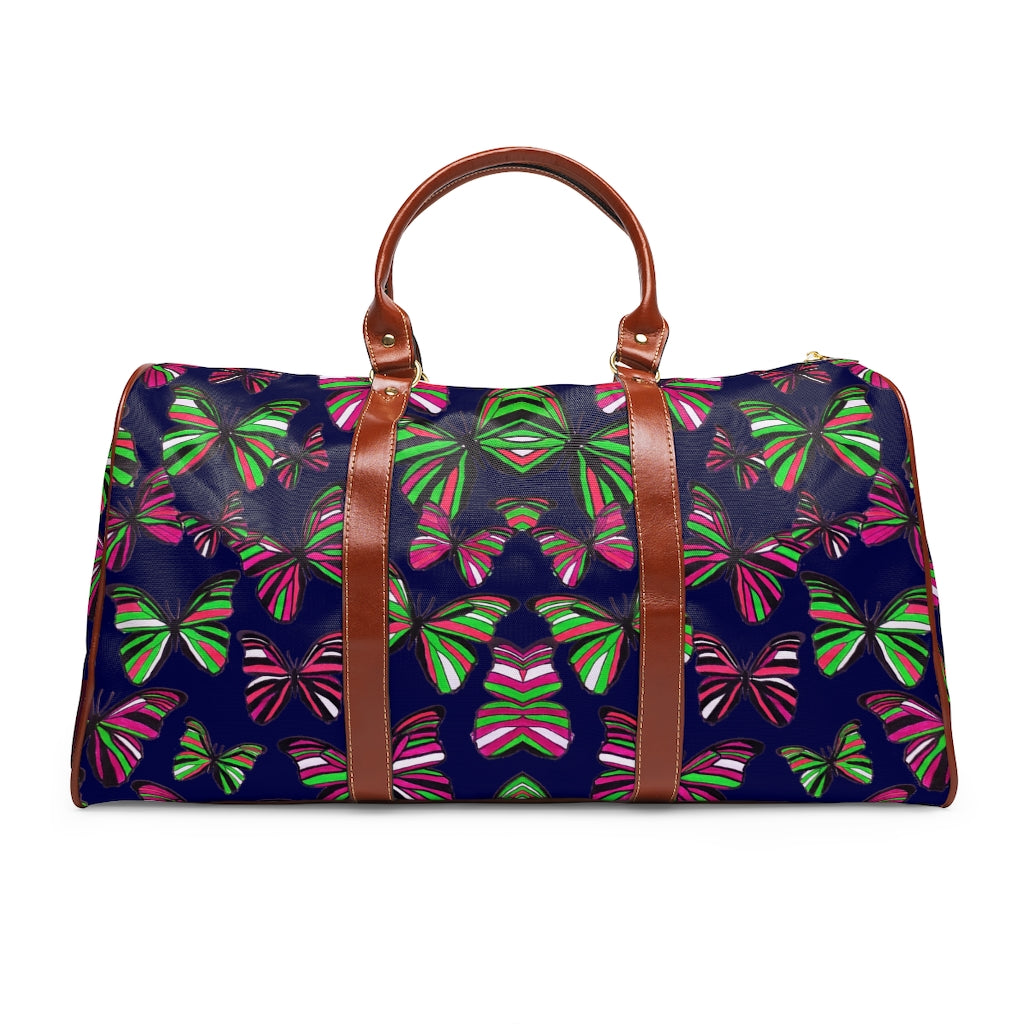 violet butterfly print duffel bag