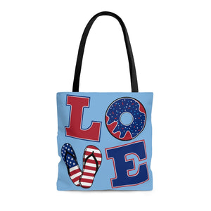 AOP American Love Blue Tote Bag