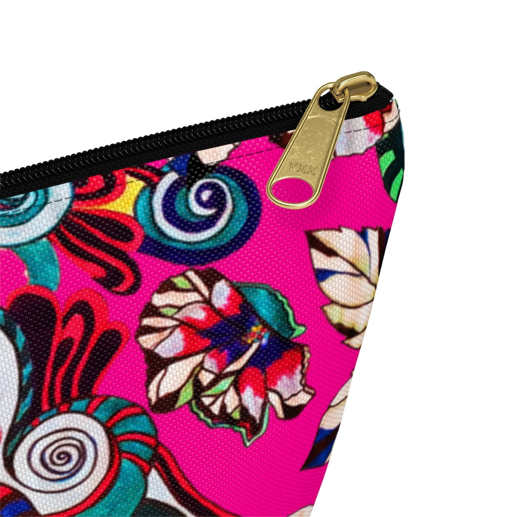 Floral Pop Hot Pink Accessory Pouch