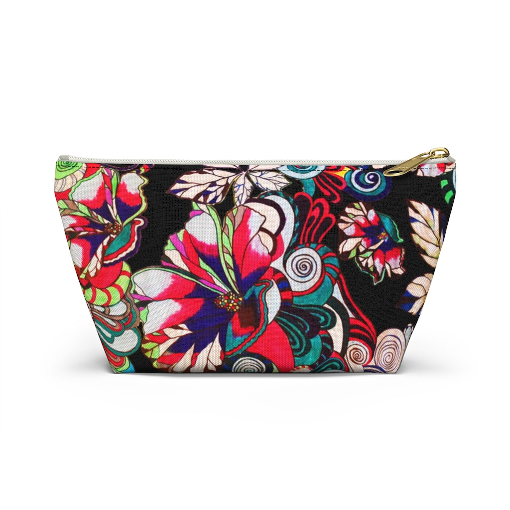 Floral Pop Black Accessory Pouch