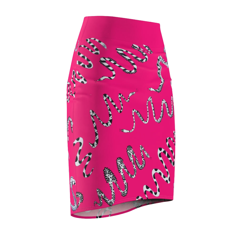 hot pink snake print pencil skirt 