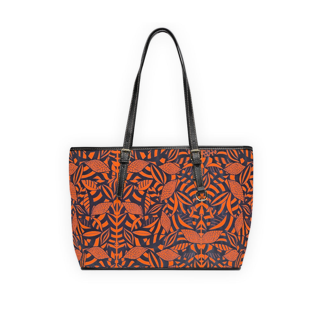 Orange Tropical Minimalist PU Leather Shoulder Bag