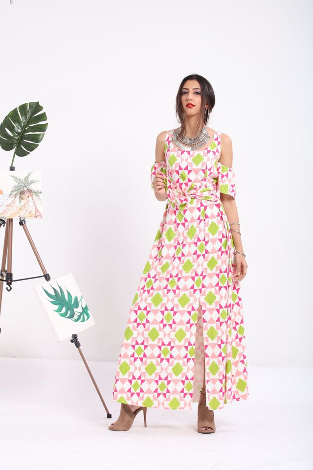 Geometric print maxi dress