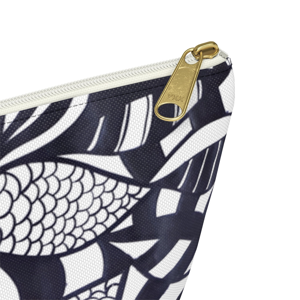 White Tropical Minimalist Accessory Pouch