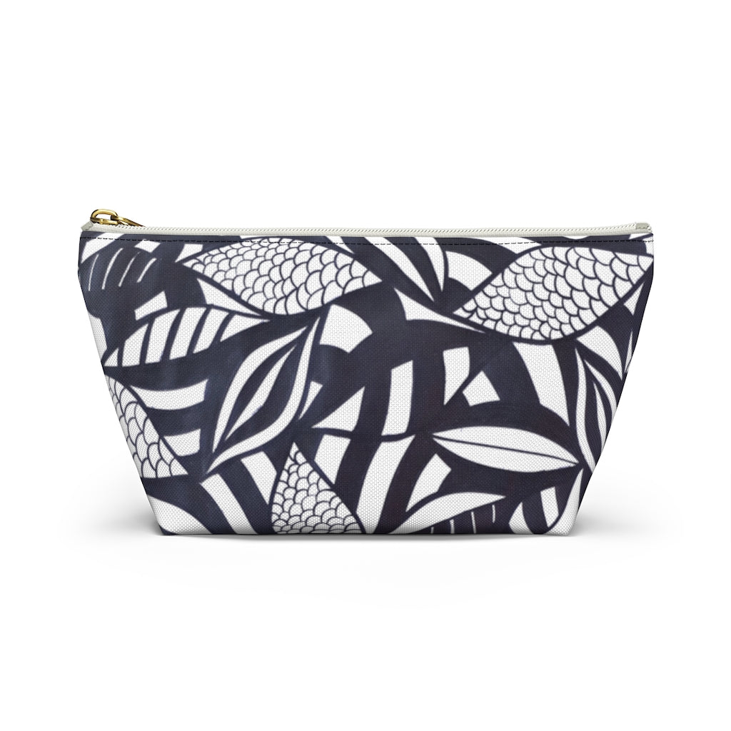 White Tropical Minimalist Accessory Pouch