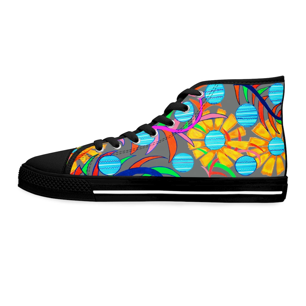 ash sunflower print women's hightop canvas sneakers 