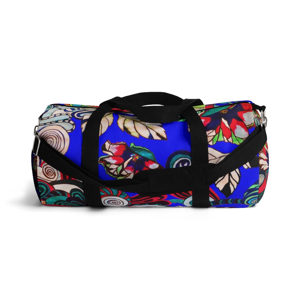 Artsy Floral Pop Electric Blue Duffel Bag