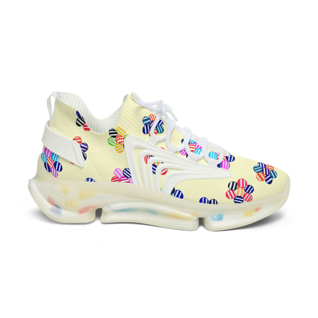 Cream Candy Floral Printed OTT Women's Mesh Knit Sneakers
