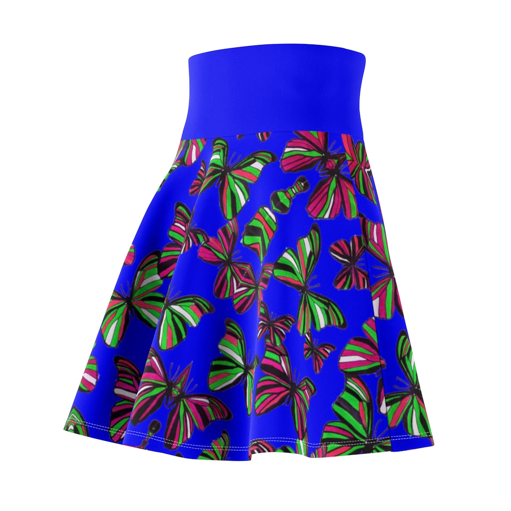 Butterflies Electric Blue Skater Skirt