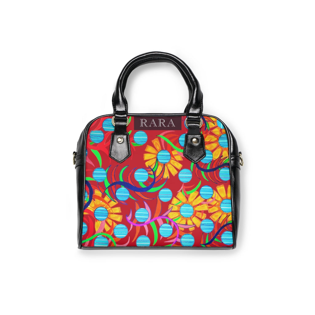 deep red  sunflower handbag