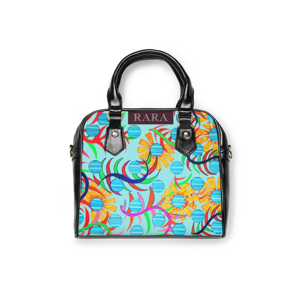 icy blue sunflower handbag