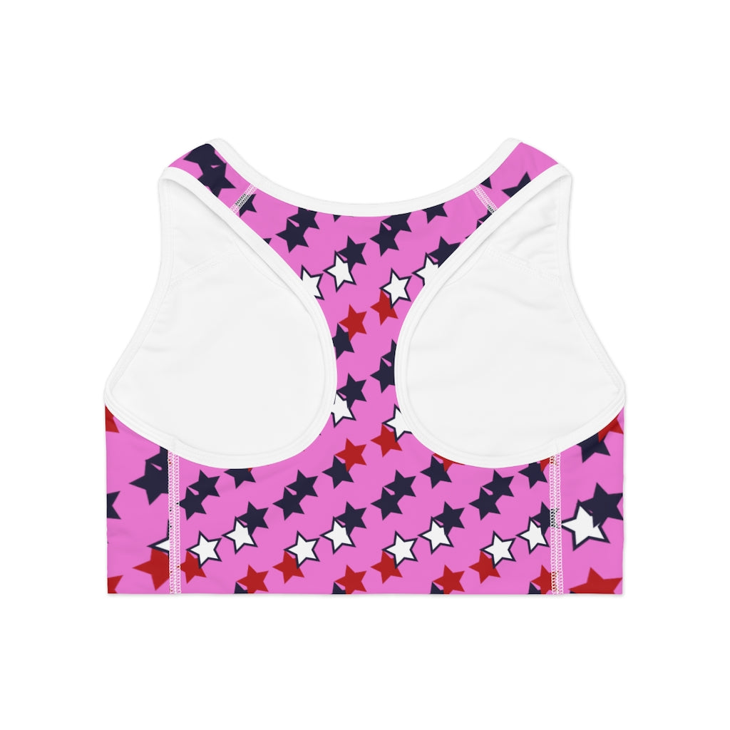 rose star print sports bra