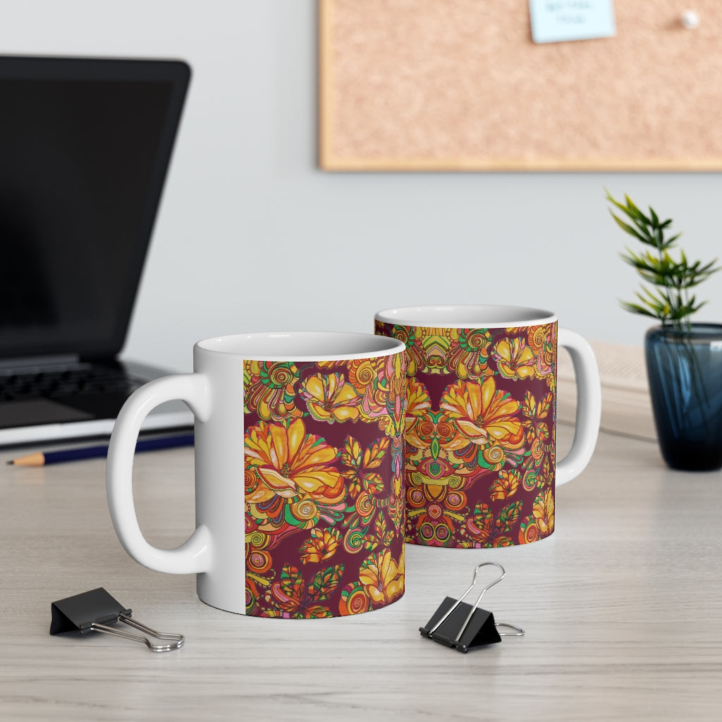 Artsy Florals Marsala Mug 11oz