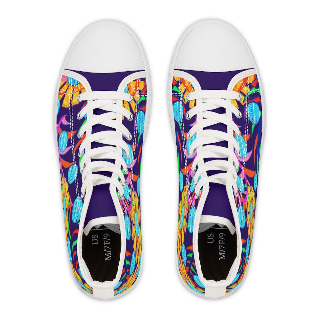 Ink Sunflower Women's High Top Sneakers