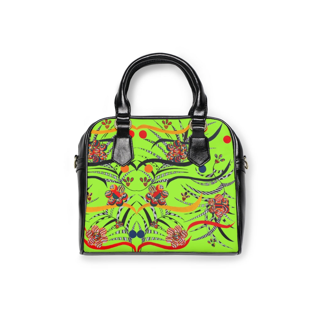lime green animal & jungle print handbag