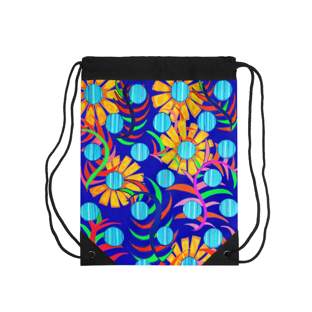 Sunflower Blue Drawstring Bag