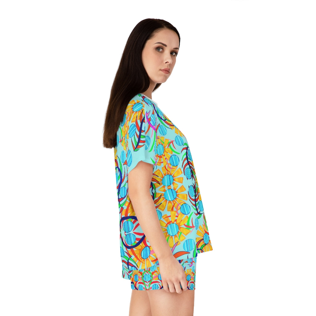 Sky Sunflower Short Pajama Set (AOP)