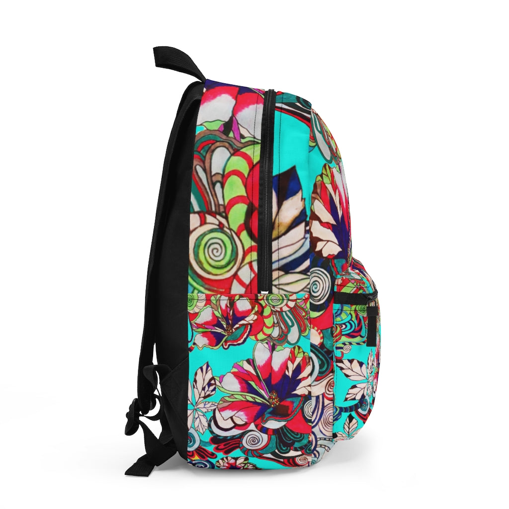 Cyan Artsy Floral Pop Backpack