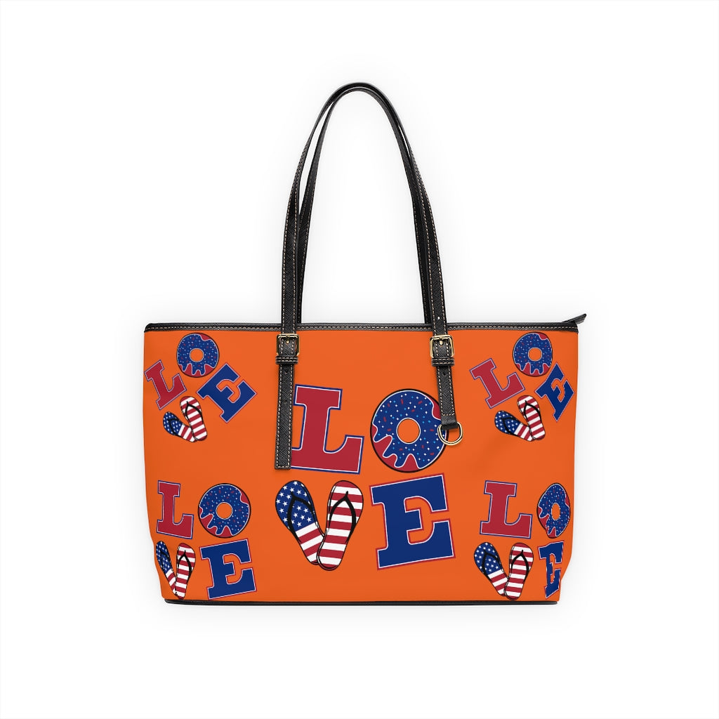 Orange LOVE PU Leather Shoulder Bag