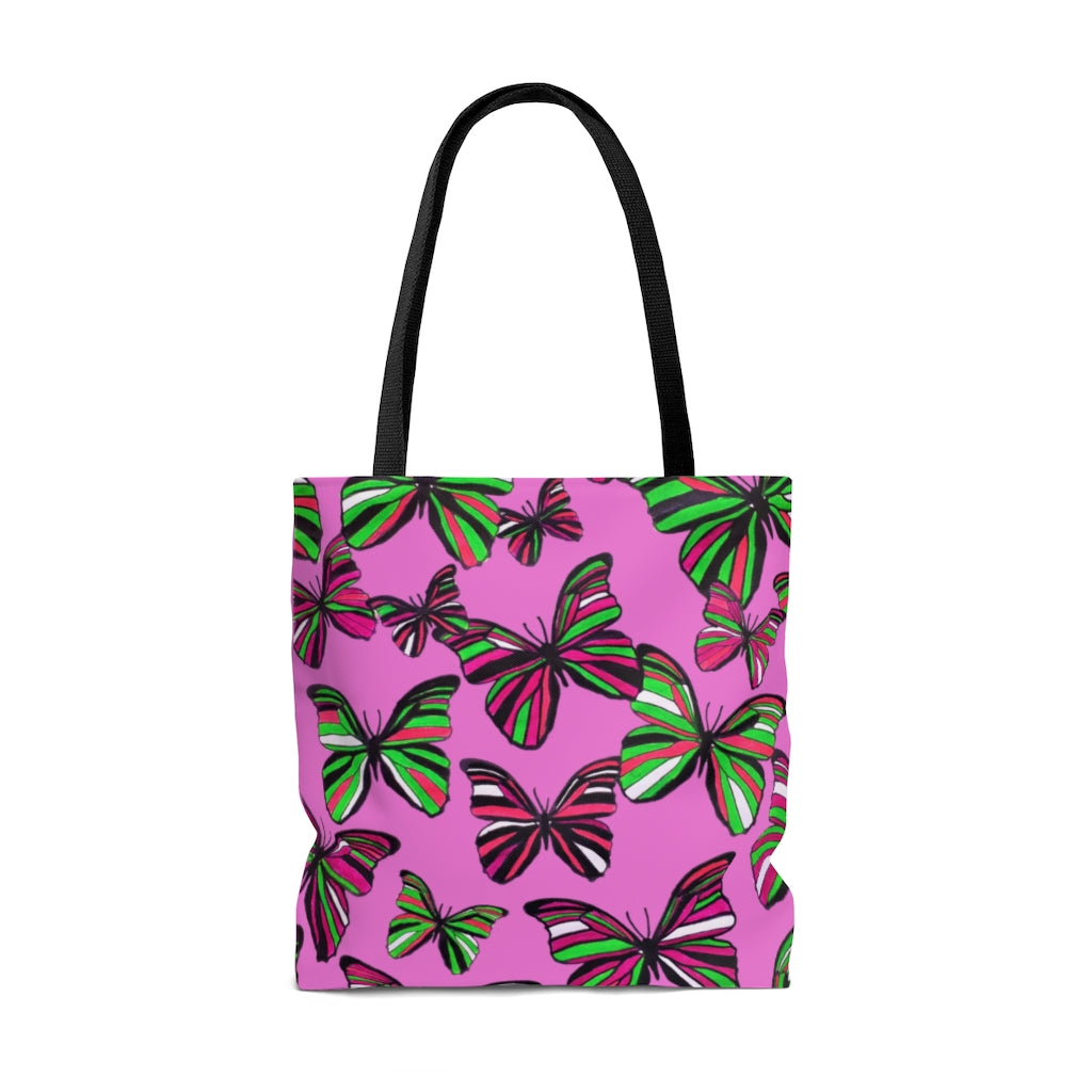 AOP Butterflies Rose Tote Bag