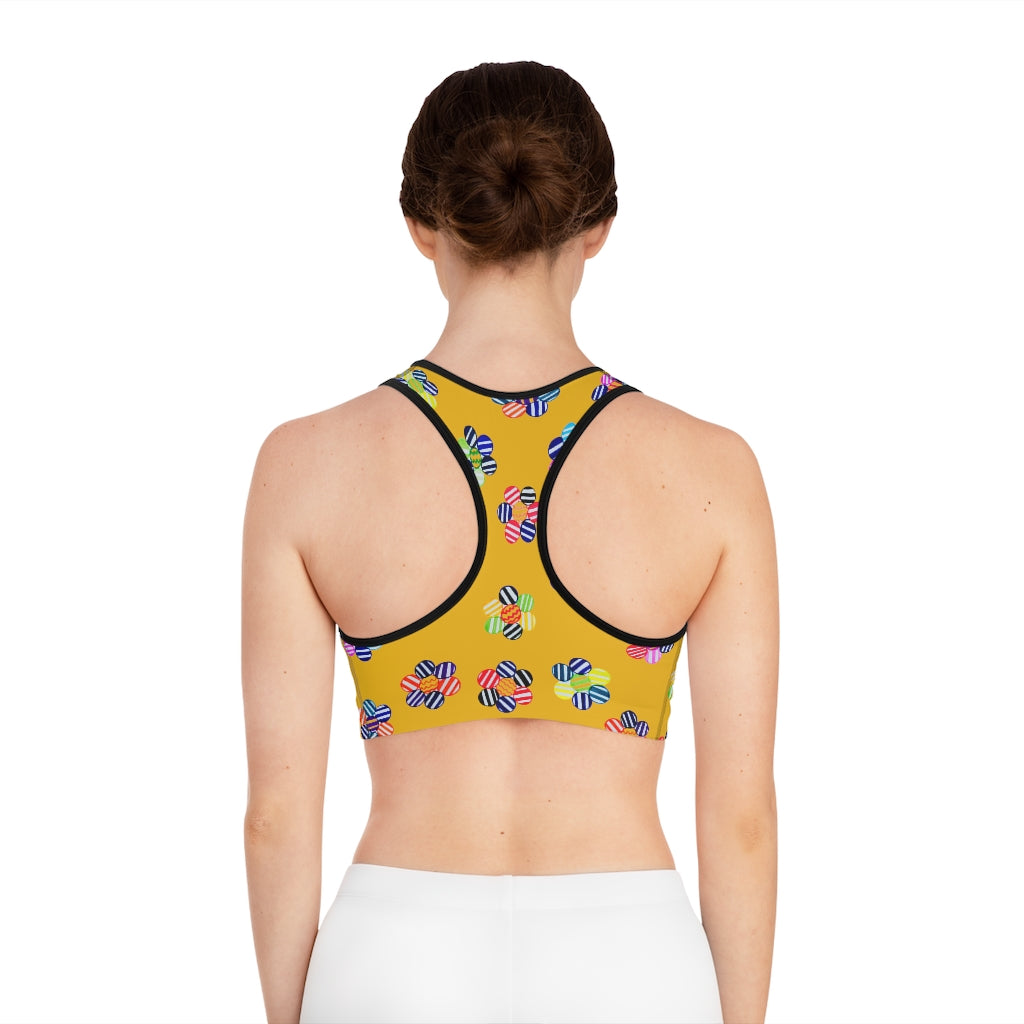 Yellow Candy Florals (AOP) Sports Bra