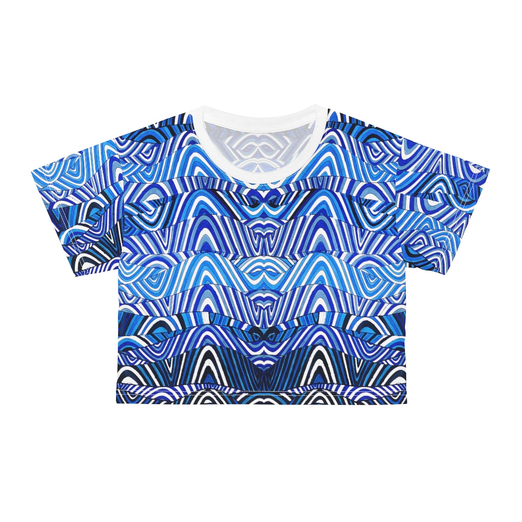 White psychedelic print crop t-shirt