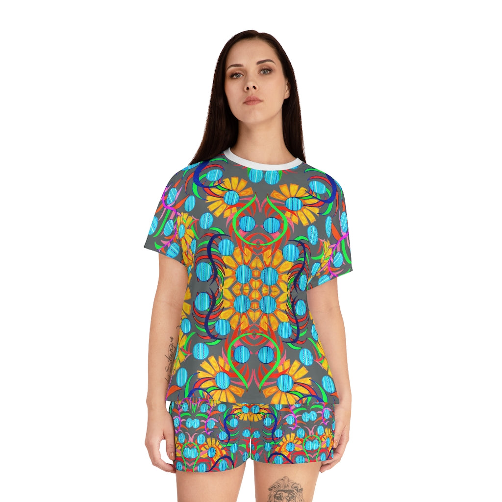 Ash Sunflower Short Pajama Set (AOP)