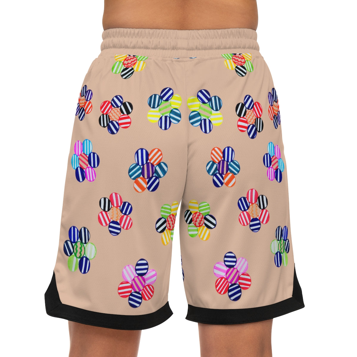 Nude Geo Floral Basketball Rib Shorts (AOP)