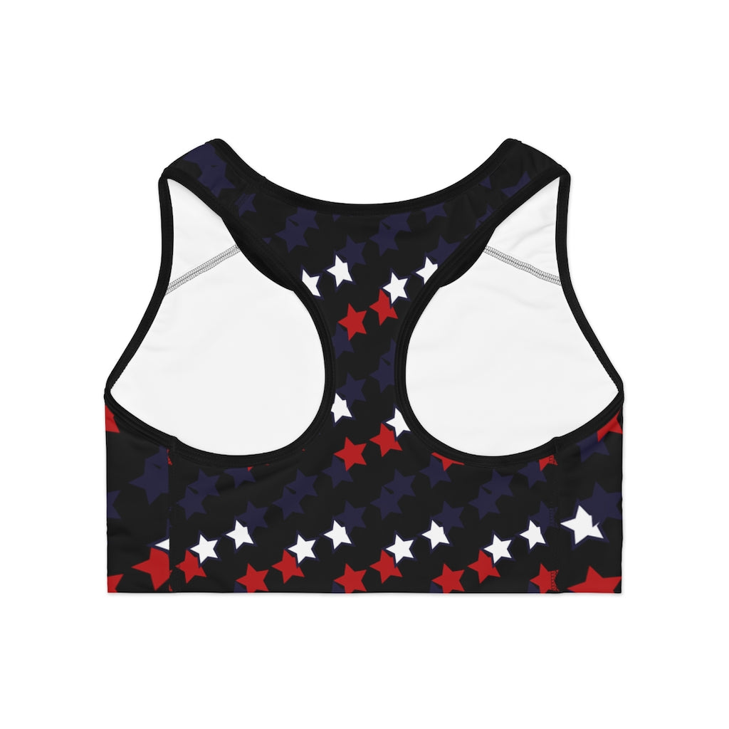 black star print sports bra