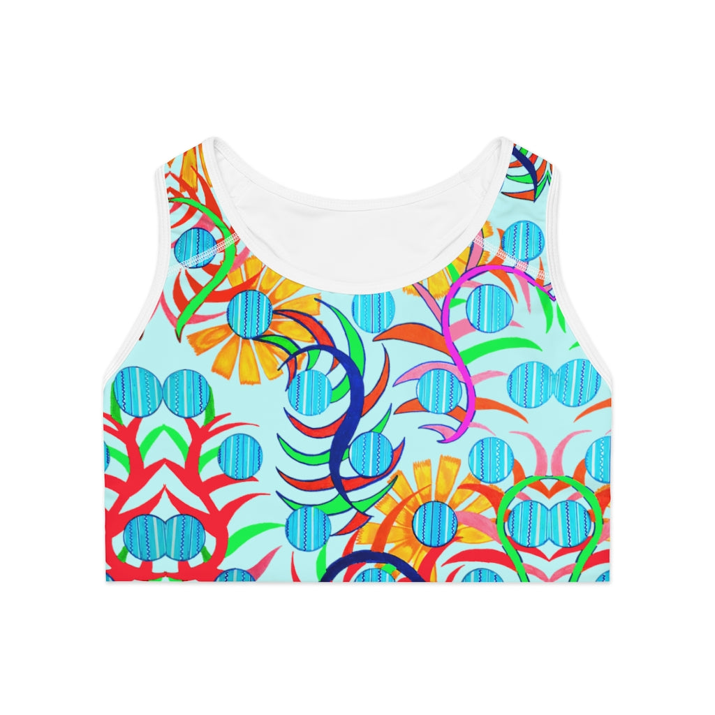 icy sunflower print sports bra