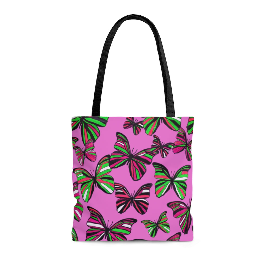 AOP Butterflies Rose Tote Bag