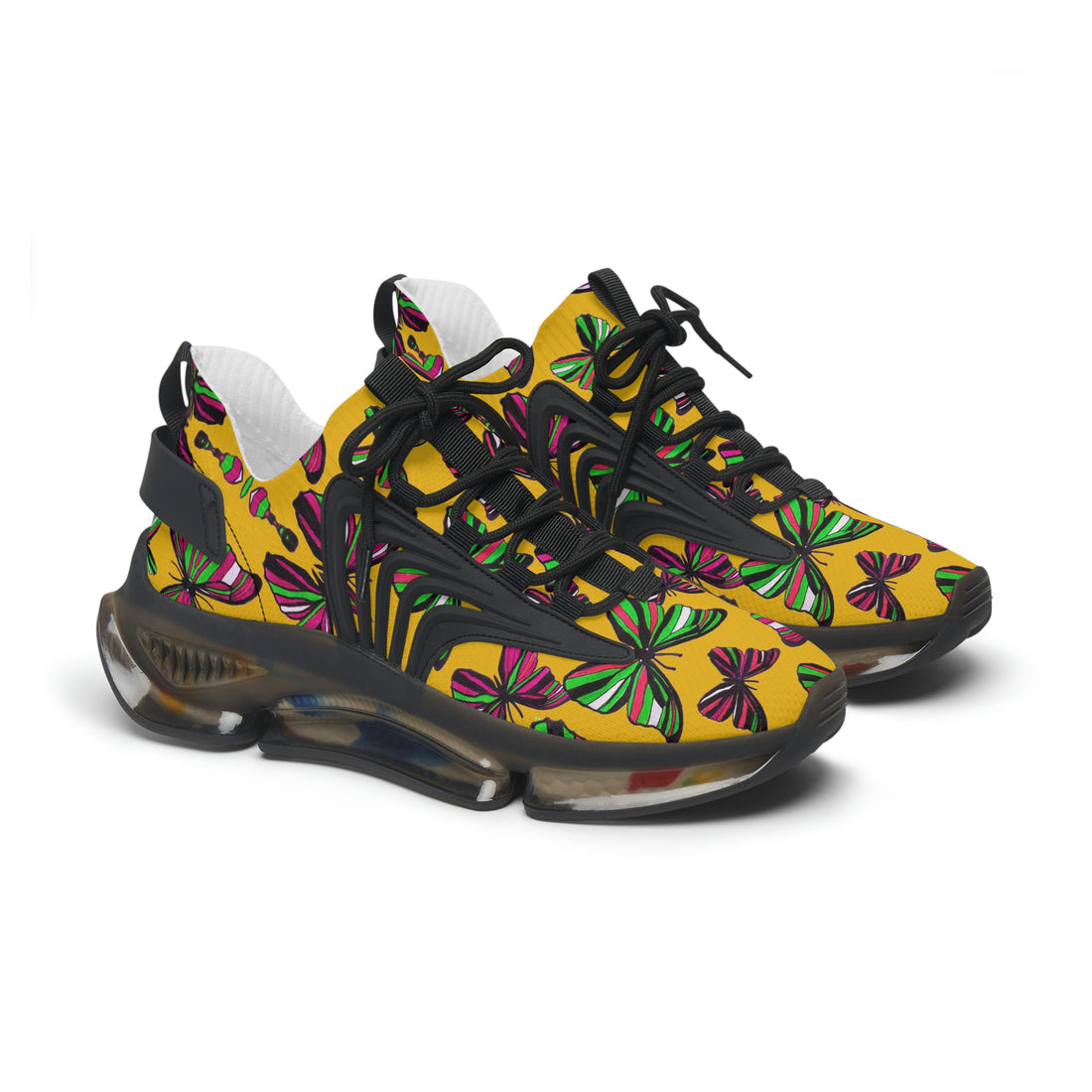 Yellow Butterfly Printed OTT Women's Mesh Knit Sneakers