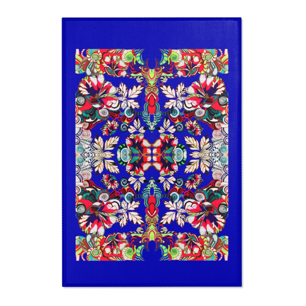 Artsy Floral Pop Royal Blue Area Rug